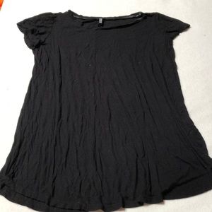 Black ribbed short sleeve tunic mini dress